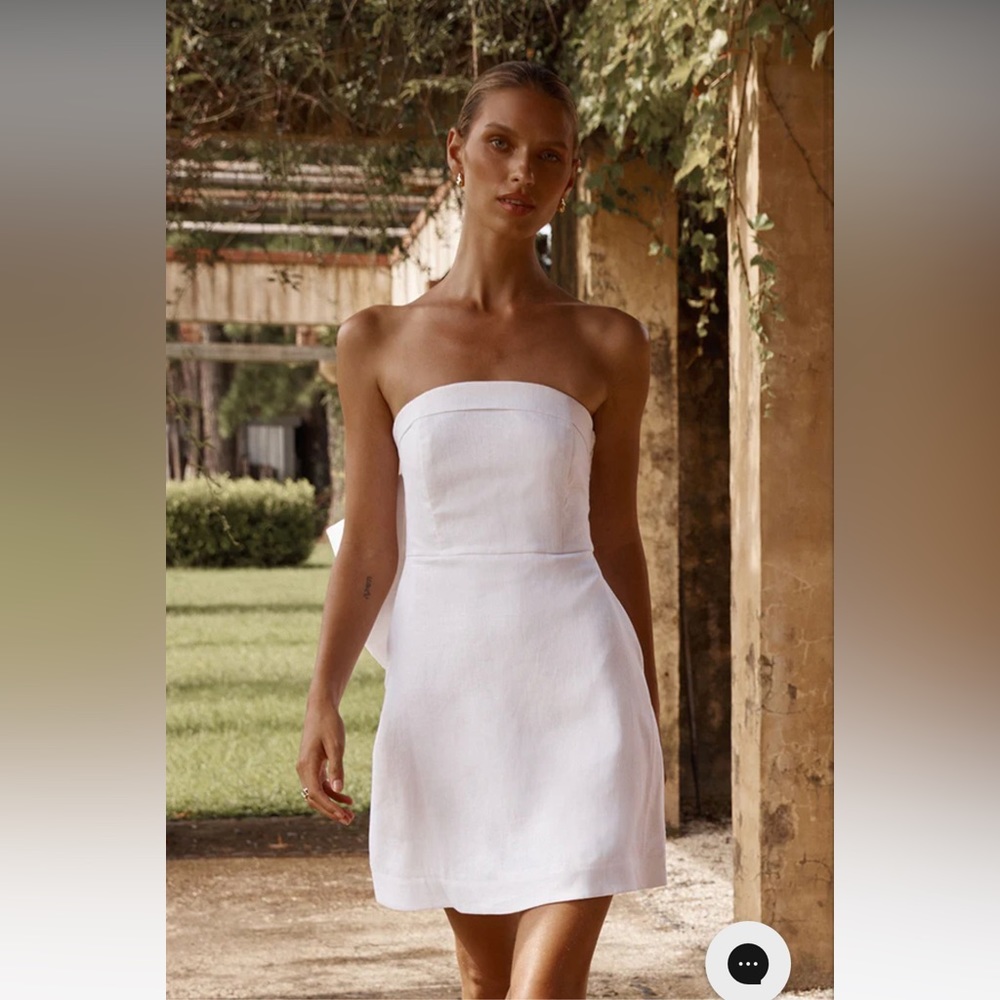 DISSH Aisle White Linen Bow Dress